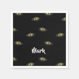 名前をカスタムする猫の目を黒に スタンダードカクテルナプキン
