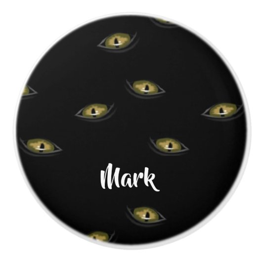 名前をカスタムする猫の目を黒に セラミックノブ (正面)