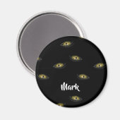 名前をカスタムする猫の目を黒に マグネット (正面/裏面)