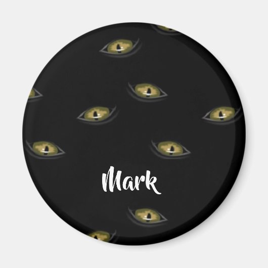 名前をカスタムする猫の目を黒に マグネット (正面)