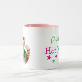 名前をカスタムする猫グリーンピンクホットチョコレート マグカップ (中央)