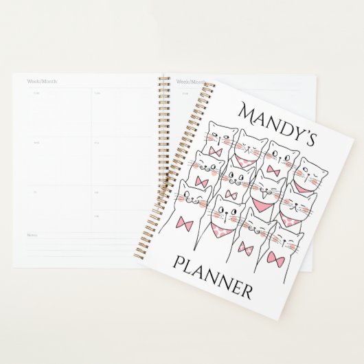 名前をカスタムする猫プランナーネームプランナーかわいい猫 プランナー手帳 (ディスプレー)