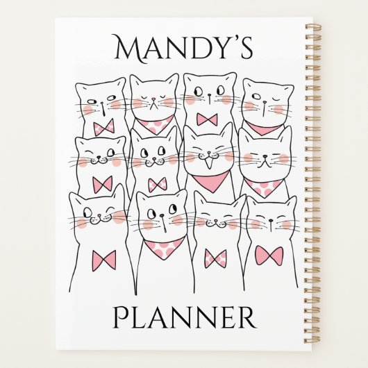 名前をカスタムする猫プランナーネームプランナーかわいい猫 プランナー手帳 (裏面)