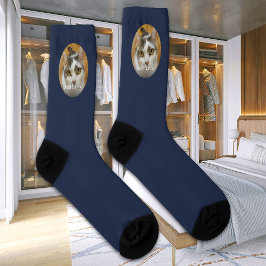 名前をカスタムする猫写真モダンパーソナライズされた ソックス