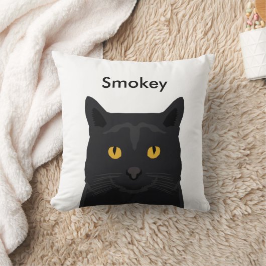 名前をカスタムする猫枕-カスタマイズ可能な黒猫 クッション (ブランケット)