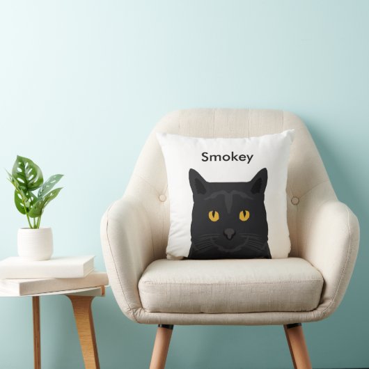 名前をカスタムする猫枕-カスタマイズ可能な黒猫 クッション (椅子)