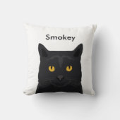 名前をカスタムする猫枕-カスタマイズ可能な黒猫 クッション (正面)