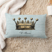 名前をカスタムする王室のヴィンテージ金ゴールドクラウンホームデコール ランバークッション (ブランケット)