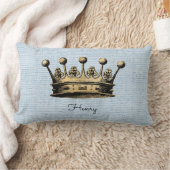 名前をカスタムする王室のヴィンテージ金ゴールドクラウンホームデコール ランバークッション (ブランケット)