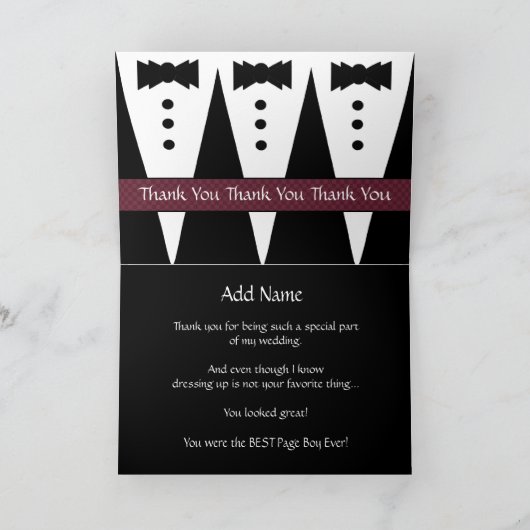 名前をカスタムする甥ページ男の子ありがとう サンキューカード (内部)