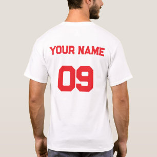 名前をカスタムする番号バックサイド赤フォントTシャツ Tシャツ