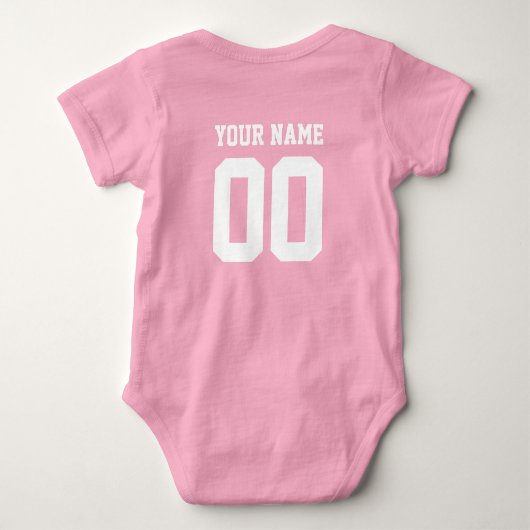名前をカスタムする番号ベビーサッカージャージーボディスーツ ベビーボディスーツ (裏面)