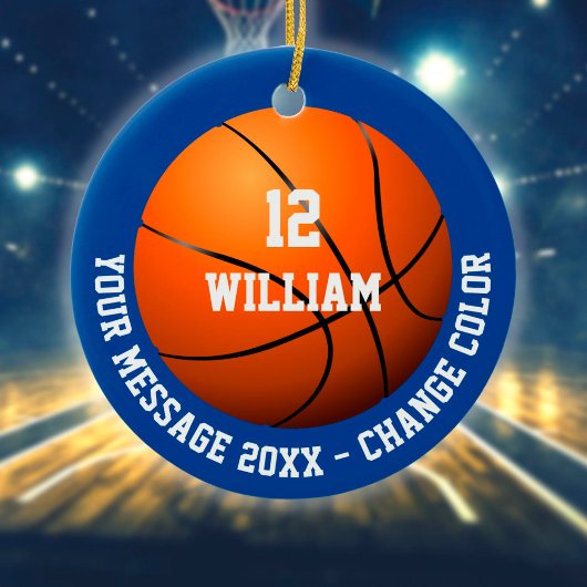 名前をカスタムする番号メッセージバスケットボール セラミックオーナメント