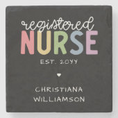 名前をカスタムする登録ナースRNナース卒業 ストーンコースター (正面)