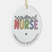 名前をカスタムする登録ナースRNナース卒業 セラミックオーナメント (右)