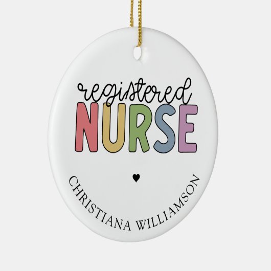 名前をカスタムする登録ナースRNナース卒業 セラミックオーナメント (右)
