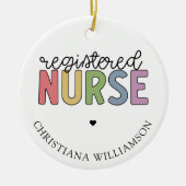 名前をカスタムする登録ナースRNナース卒業 セラミックオーナメント (正面)