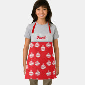 名前をカスタムする白オーナメントオン赤 エプロン (インサイチュ)