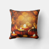 名前をカスタムする白熱［赤熱］光を放つカボチャ秋季《写真》ぼけ味効果 クッション (裏面)