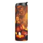 名前をカスタムする白熱［赤熱］光を放つカボチャ秋季《写真》ぼけ味効果 タンブラー (回転左)