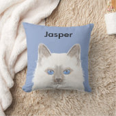 名前をカスタムする白猫枕-かわいい猫の贈り物 クッション (ブランケット)