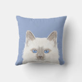 名前をカスタムする白猫枕-かわいい猫の贈り物 クッション (裏面)