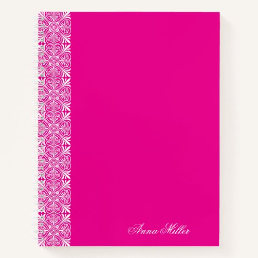 名前をカスタムする白花柄ノート ノートブック (正面)