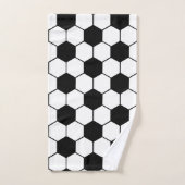 名前をカスタムする白黒サッカーボールパターン バスタオルセット (ハンドタオル)