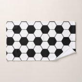 名前をカスタムする白黒サッカーボールパターン バスタオルセット (ハンドタオル)