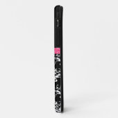 名前をカスタムする白黒ダマスクピンクグリッターボウ Case-Mate iPhoneケース (裏面/左)