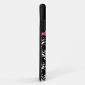 名前をカスタムする白黒ダマスクピンクグリッターボウ Case-Mate iPhoneケース (裏面/右)