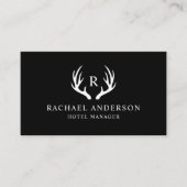 名前をカスタムする白黒ディアアントラーモノグラム 名刺 (正面)