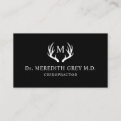 名前をカスタムする白黒ディアアントラーモノグラム 名刺 (正面)