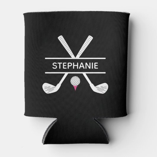 名前をカスタムする白黒ピンク 缶クーラー (正面)