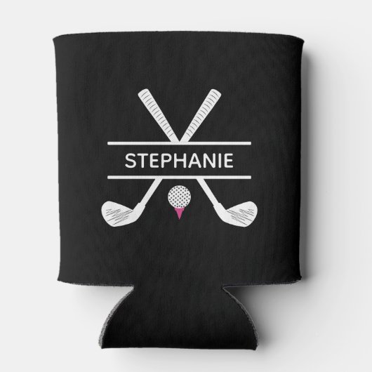 名前をカスタムする白黒ピンク 缶クーラー (裏面)