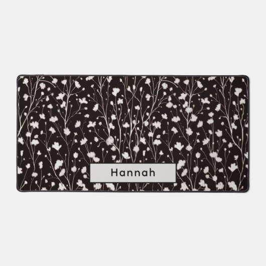 名前をカスタムする白黒フローラがかわいい デスクマット (正面)