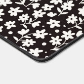 名前をカスタムする白黒フローラオフィスデコール デスクマット (コーナー)