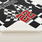 名前をカスタムする白黒フ市松模様にラグのパターン シェルパブランケット (3/4)