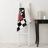 名前をカスタムする白黒フ市松模様にラグのパターン シェルパブランケット (インサイチュ)