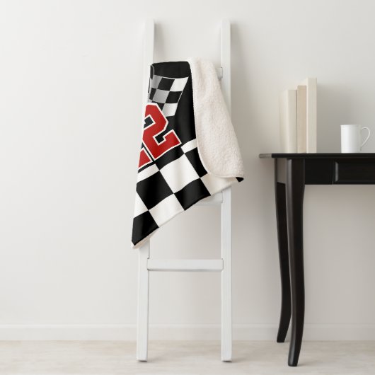 名前をカスタムする白黒フ市松模様にラグのパターン シェルパブランケット (インサイチュ)