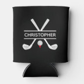 名前をカスタムする白黒レッドゴルフ 缶クーラー (正面)