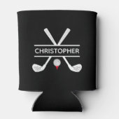 名前をカスタムする白黒レッドゴルフ 缶クーラー (裏面)