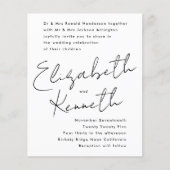 名前をカスタムする白黒予算の結婚式の招待 (正面)