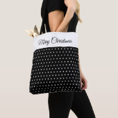 名前をカスタムする白黒水玉模様 トートバッグ (クローズアップ)