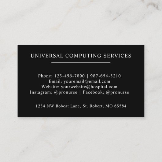 名前をカスタムする白黒白モノグラムの鹿 名刺 (裏面)