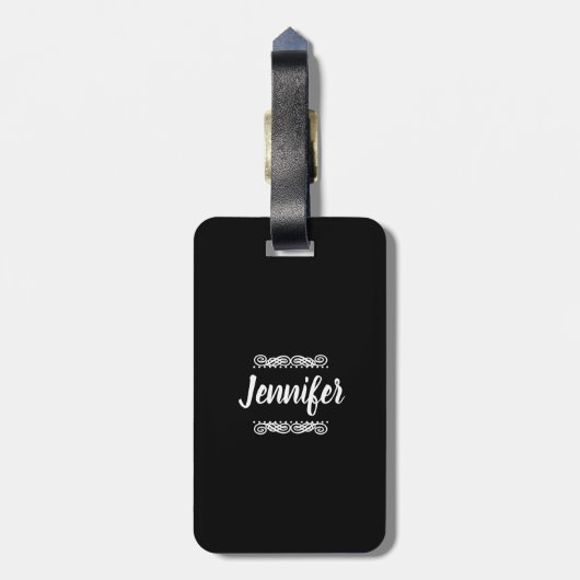 名前をカスタムする白黒 ラゲッジタグ (裏面縦)