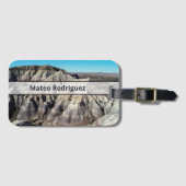 名前をカスタムする砂漠の山景色の写真 ラゲッジタグ (正面横)