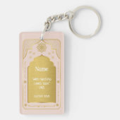 名前をカスタムする祈りの言葉マットギフト、ピンク金ゴールドイスラム キーホルダー (裏面)