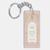 名前をカスタムする祈りの言葉マットギフト、ピンク金ゴールドイスラム キーホルダー (正面左)