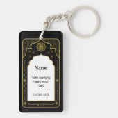 名前をカスタムする祈りの言葉マットギフト、ブラック金ゴールドイスラム キーホルダー (裏面)